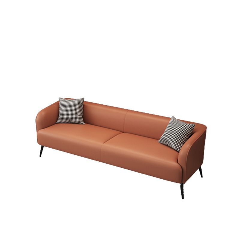 Stain Resistant Faux Leather Sofa  Tuxedo Arm Sofa for Living Room