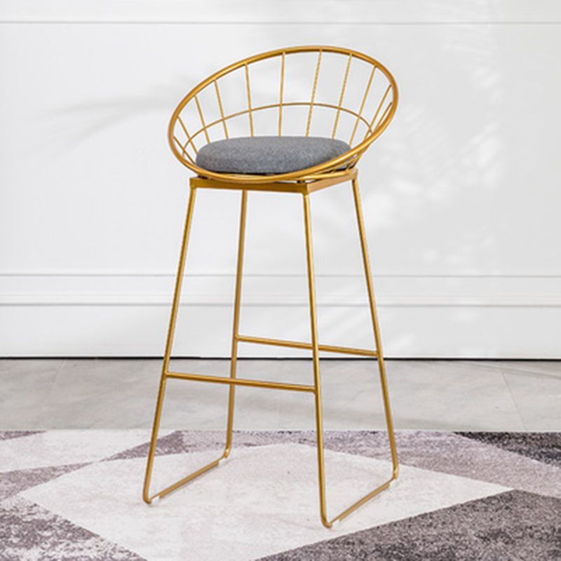 Metal Armless Bar Stool Low Back Dining Stool with Metal Base