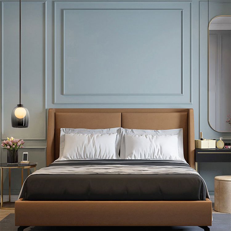 Light a sospensione moderno a cuoio artistico Lampada sospesa con tonalità in vetro di fumo