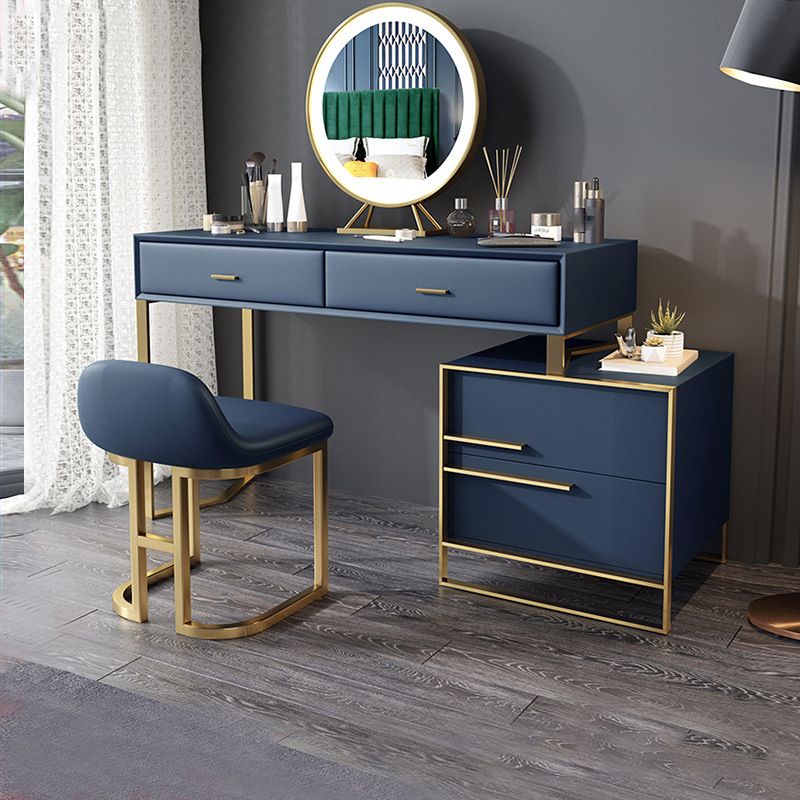 Glam Make-up Vanity Faux Leather Mirror Bedroom Makeup Vanity Set