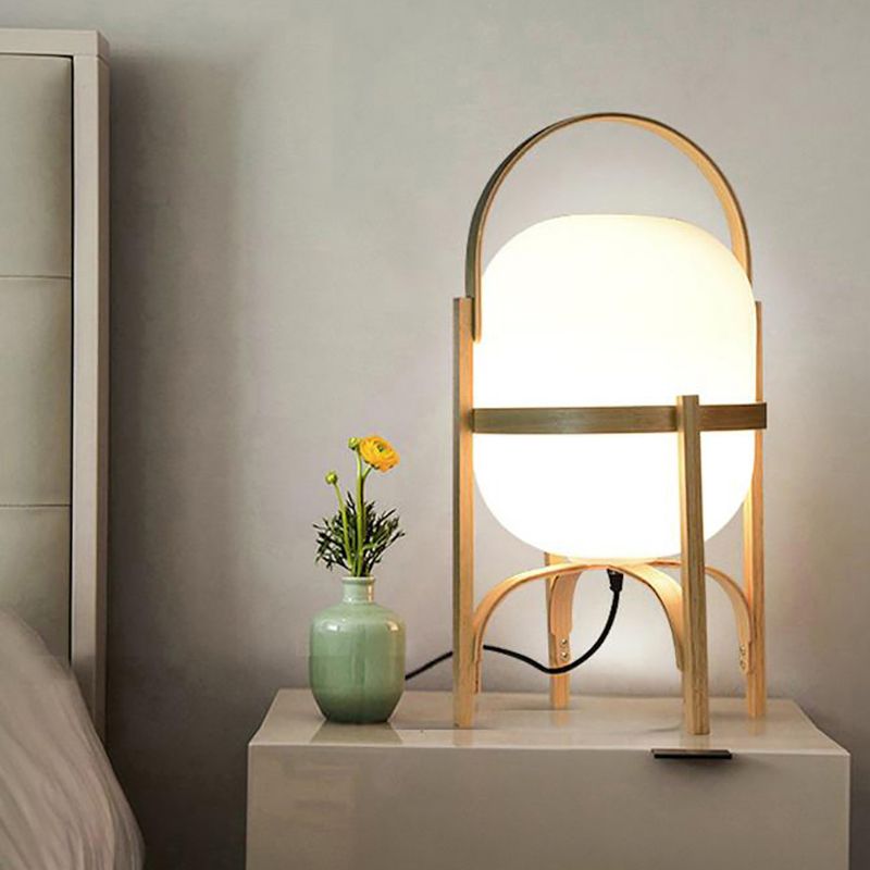 Geometric Night Table Lamps Modern Style Glass 1 Light Table Lamp in White
