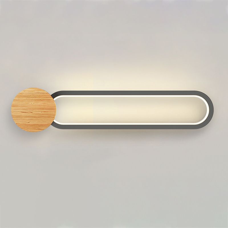 1-Light LED Wall Mount Light Modern Wooden Wall Light for Living Room