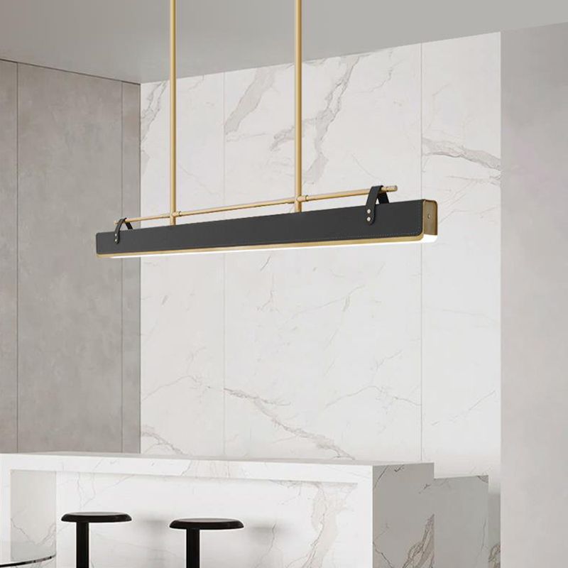 Leather LED Island Light Ultra-Modern Hanging Light Fixture for Dining Room