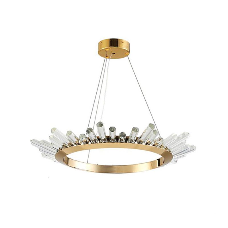 Lampadanda rotondo lampadario modernista in metallo a led soffitto oro appeso per camera da letto, largo 16 "/21,5" /31,5 "