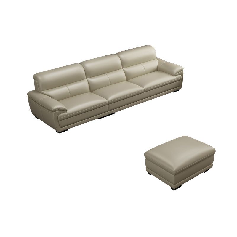 Leather Pillow Top Arm Sectional Sofa 36.22"High Cushion Back Sofa,Beige