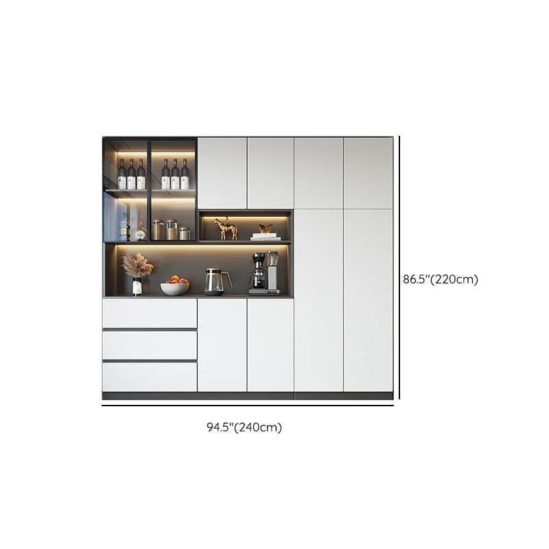 Modern Glass Adjustable Shelving Doors Wood Sideboard Cabinet with Cabinets and Drawers