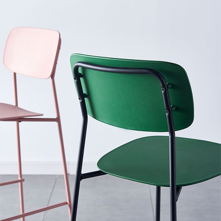 Scandinavian Backrest Counter Bar Stool Plastic Rectangle Counter-height Stool