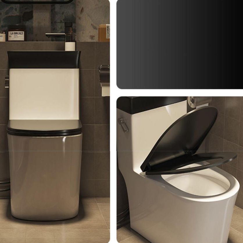 1-Piece Elongated Flush Toilet Ceramic Toilet Bowl with Wash Basin
