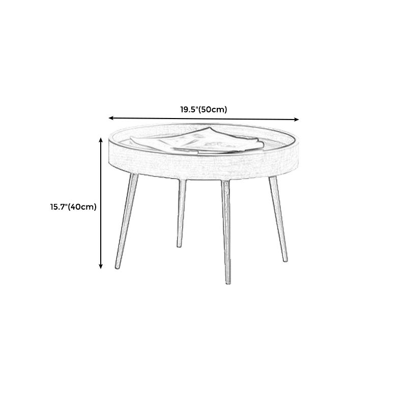 4 Legs Round Coffee Table Modern Wood Coffee Table in Brown/Black