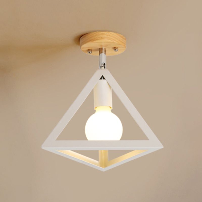 Modern Shaded Ceiling Flush Mount Light Wood Aisle Ceiling Mounted Fixture in Wood