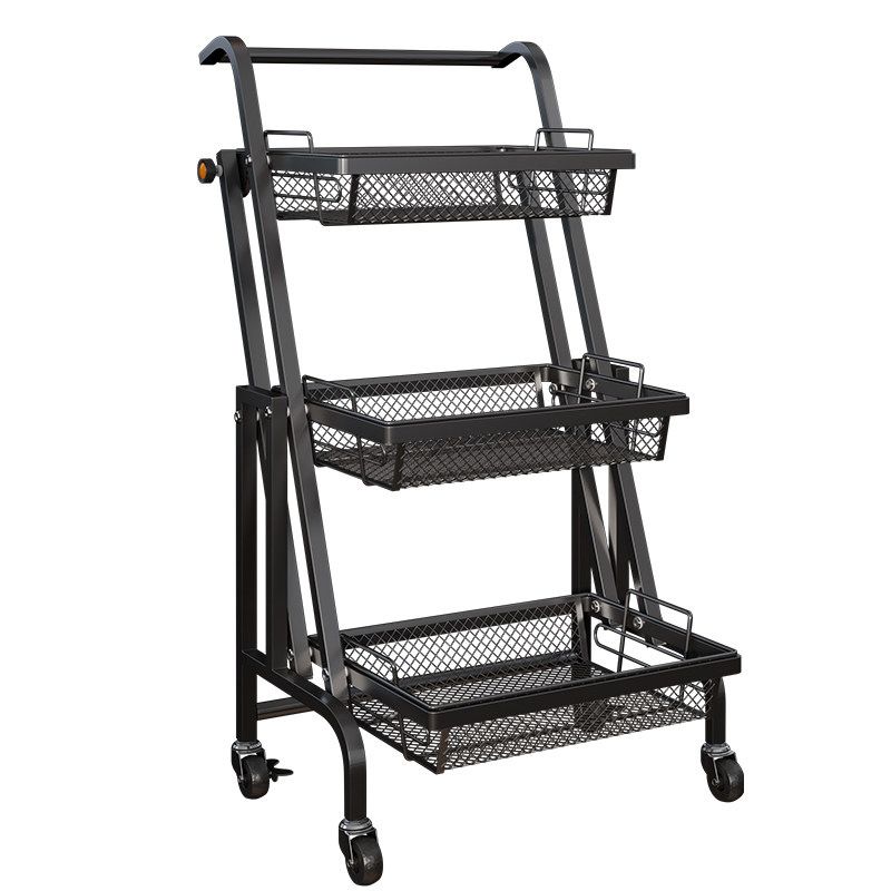 17.5"L x 12"W x 37"H Modern Metal Prep Table Open Storage Rolling Prep Table with Basket