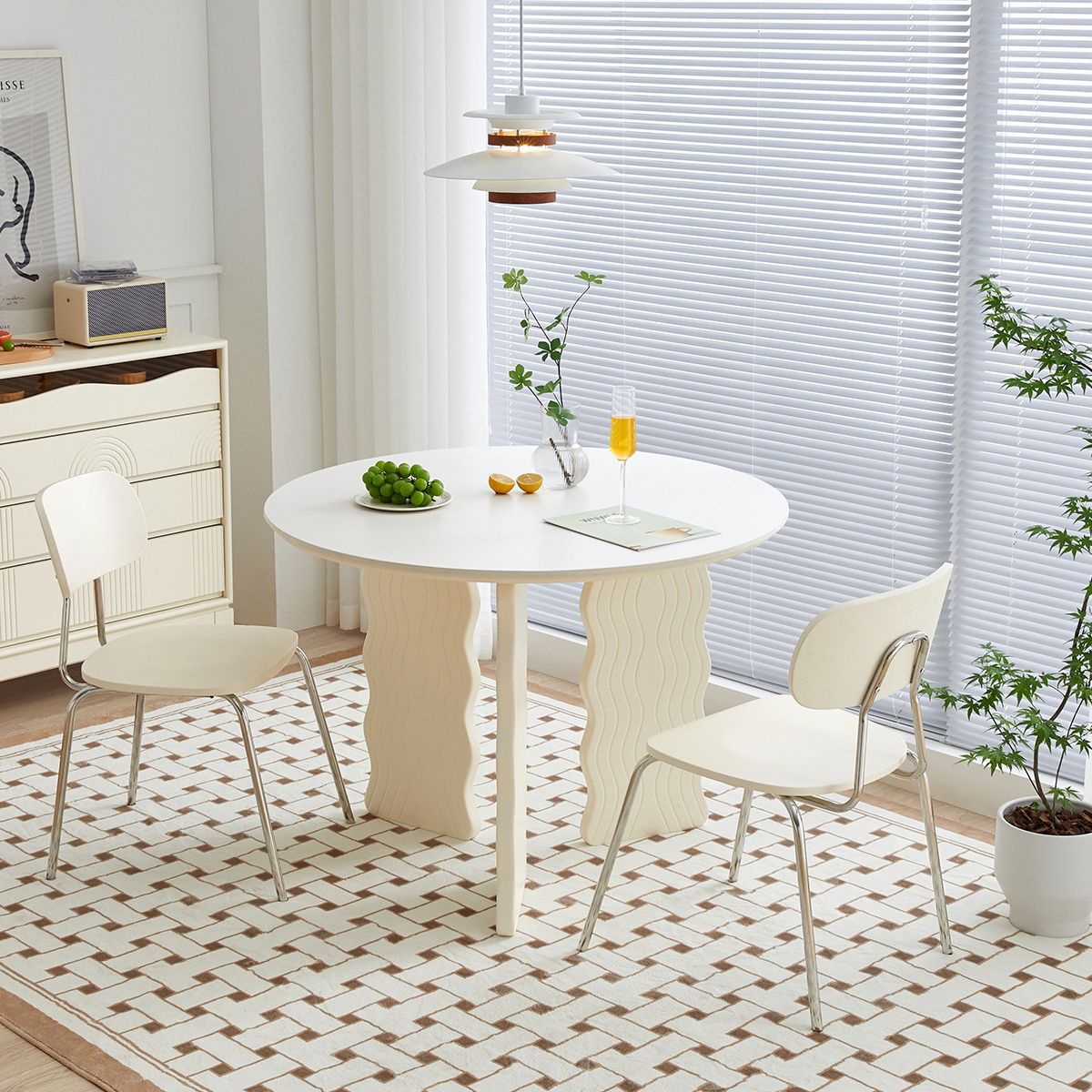 Modern Round Dining Table 3 White Legs Table for Dining Room