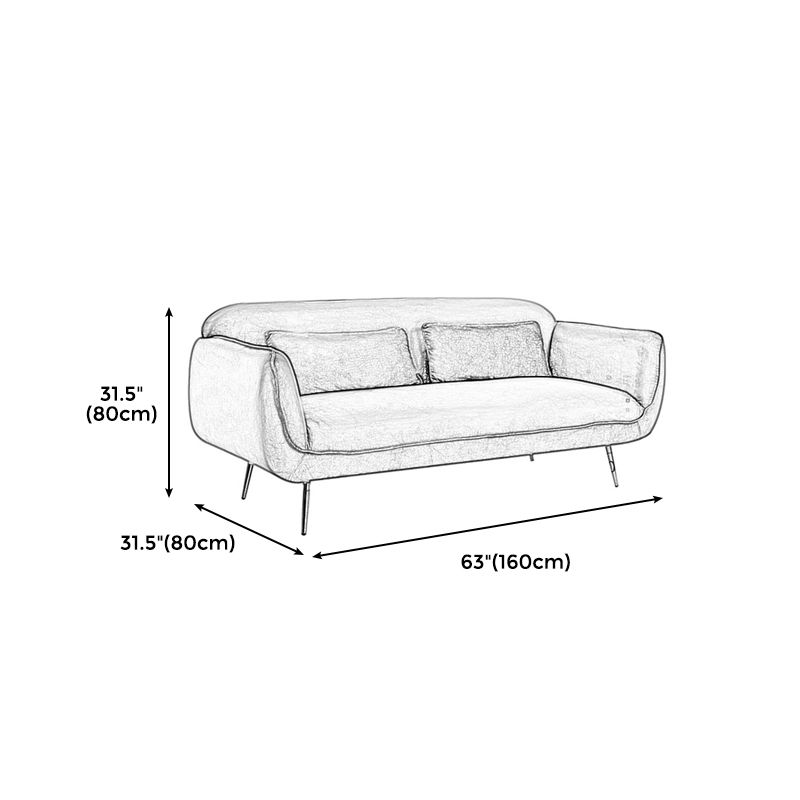 Velvet Modern Standard Tight Back  Sofa 30"W Square Arm with Bolster Pillows