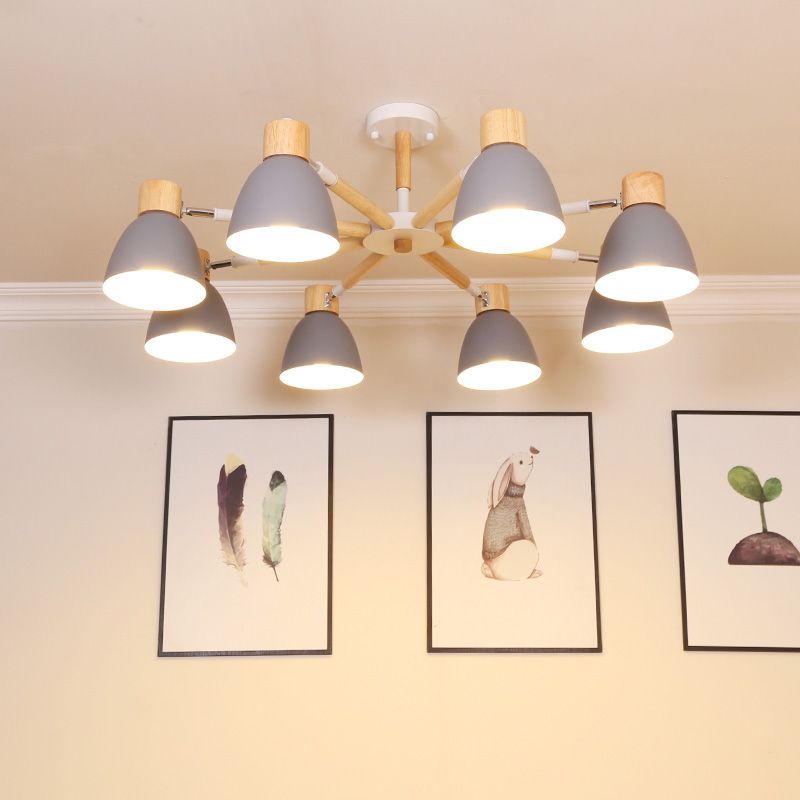 Bell Chandelier Light Fixtures Macaroon Multi-Head Hanging Lamps with Aluminum Shade