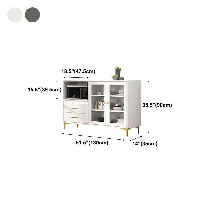 Engineered Wood Glam Buffet Stand Glass Doors Adjustable Shelving Sideboard Cabinet