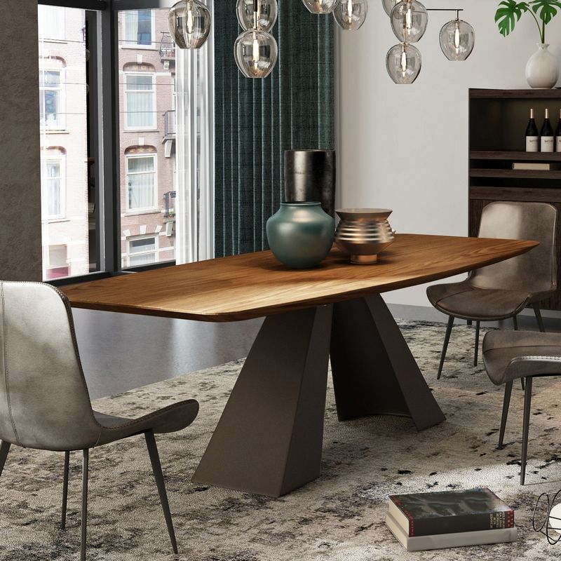 Tavolo da pranzo moderno rettangolo tavolo da pranzo moderno con base di piedistallo in metallo