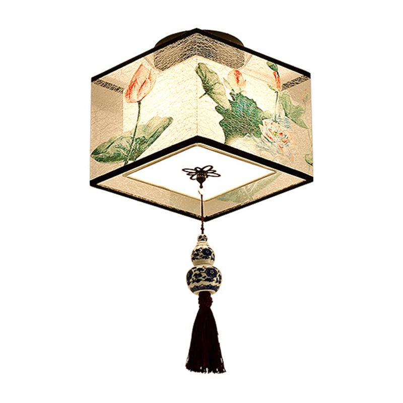 Modern Flush Mount Ceiling Light Simple Flush Mount Lamp with Fabric Shade