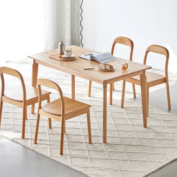Mesa de comedor de madera maciza de estilo contemporáneo, mesa rectangular con base de madera de 4 patas para el hogar