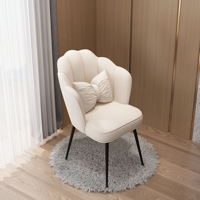 Scandinavian Dining Chair Solid Back Side Chair with 4 Metal Legs for Home Use
