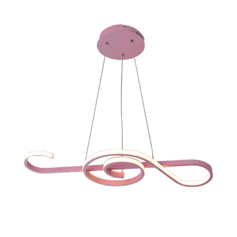 Gelb/rosa Twist -Anhänger Kronleuchter zeitgenössischer Acryl -LED Hanges Anhänger Licht in Weiß/warmes Licht für Schlafzimmer