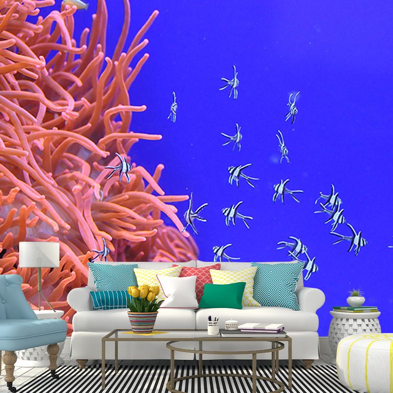 Attractive Wall Mural Coral Patterned Drawing Room Wall Mural