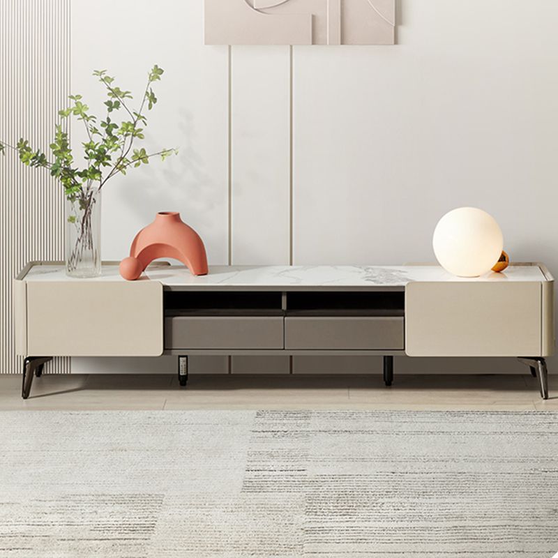 4 Legs Coffee or End Table Slate with Storage Drawers Rectangle White