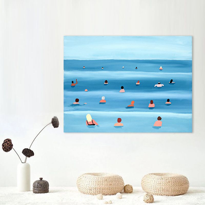 Peinture sur toile texturée, décoration murale de Sport de mer tropicale, couleur douce pour salle à manger