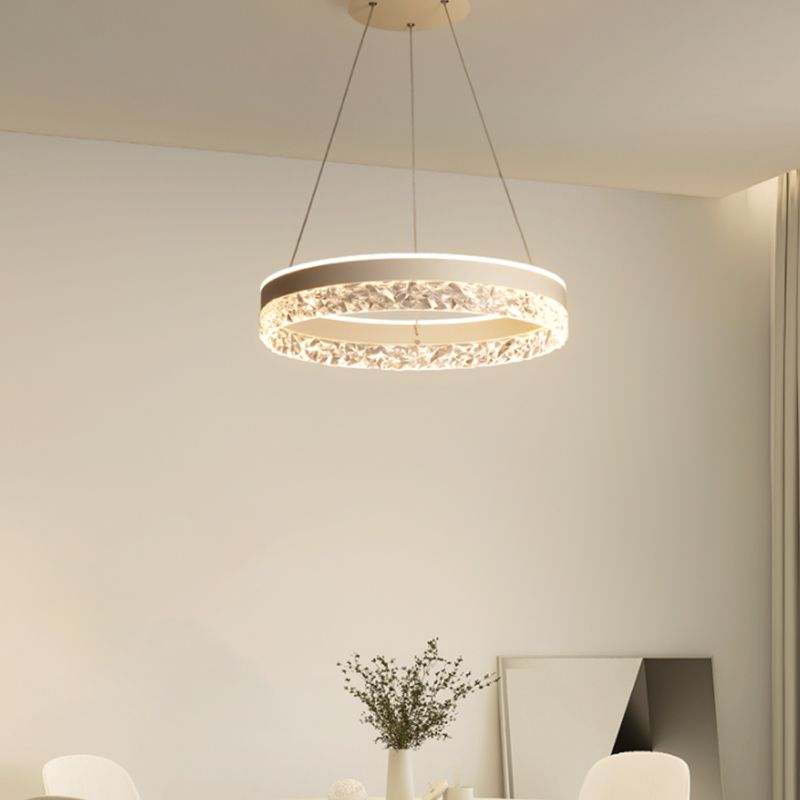 Modern Metal Chandelier Light Fixtures Round 1-Light Suspension Pendant Lamps with Acrylic Shade