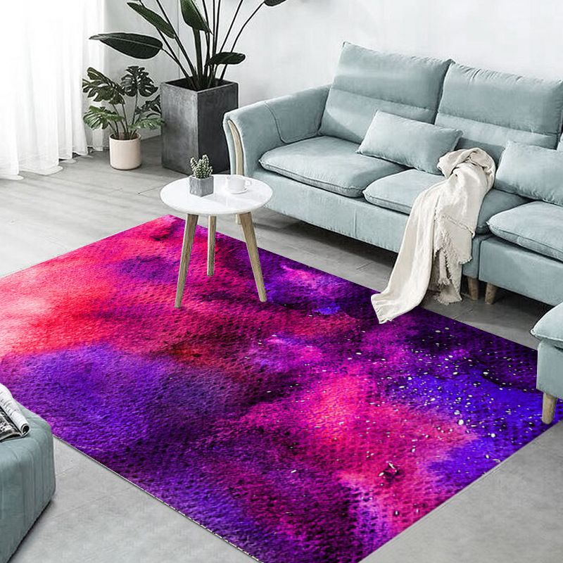 Purple Modern Rug Polyester Starry Sky Rug Stain Resistant Rug for Home Decor