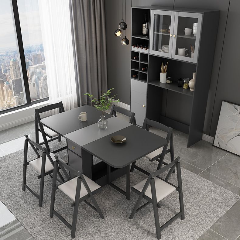 Modern Style Traditional Height Dining Set with Drop Leaf Table and Trestle Base for Home Use