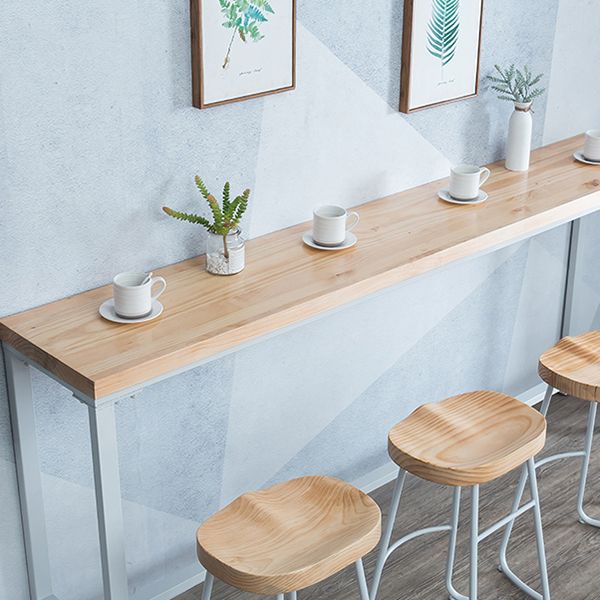 Modern Solid Wood Rectangle Trestle Base Bar Table for Kitchen Dining Room