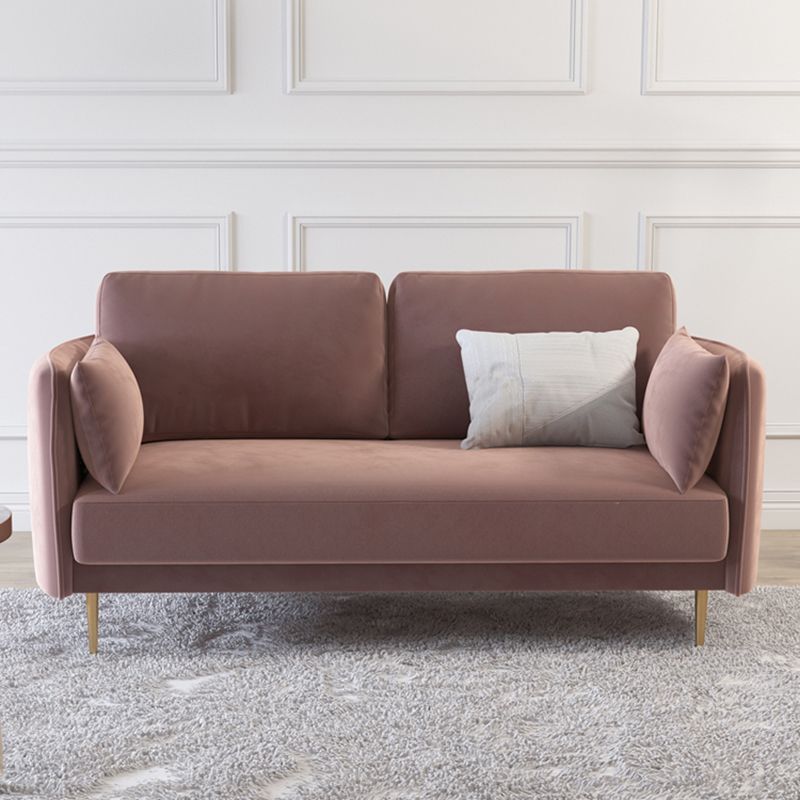 Square Arm Contemporary Settee Sofa Standard Velvet Settee Couch
