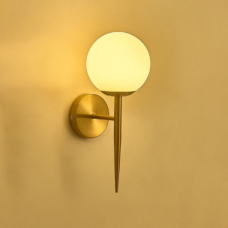 Glass Shaded Bath Vanity Lighting Modernism Metal Golden Light for Bathroom