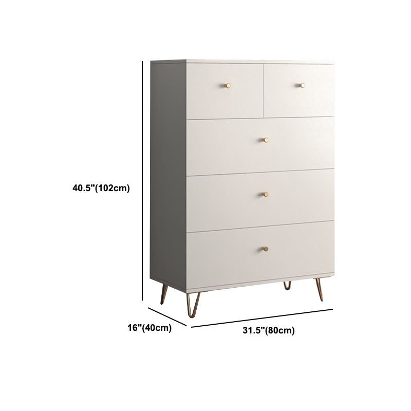 White Contemporary Accent Chest Rectangle Accent Cabinet with Drawers, Scratch Resistant