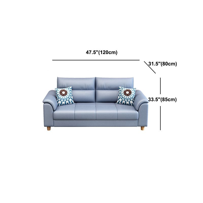 Scandinavian Blue Faux Leather Pillow Top Arm Sofa/Sectionals with Wear-Resistant