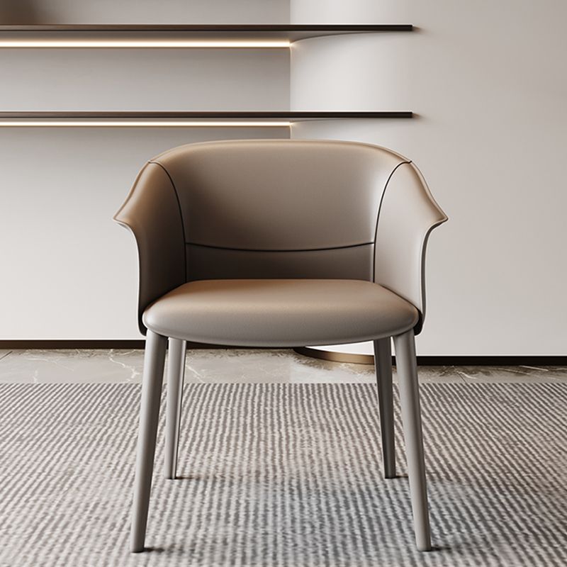 Modern Style Arm Chair Metal Solid Back Dining Room Chair for Kitchen