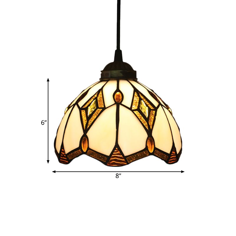 1 Light Grape/Flower/Diamond Pendant Light Kit Victorian White/Red/Yellow Cut Glass Suspension Lamp for Kitchen