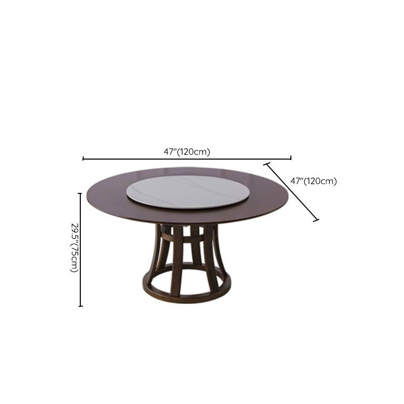 Solid Wood Pedestal Table Convertible Dining Table for Kitchen