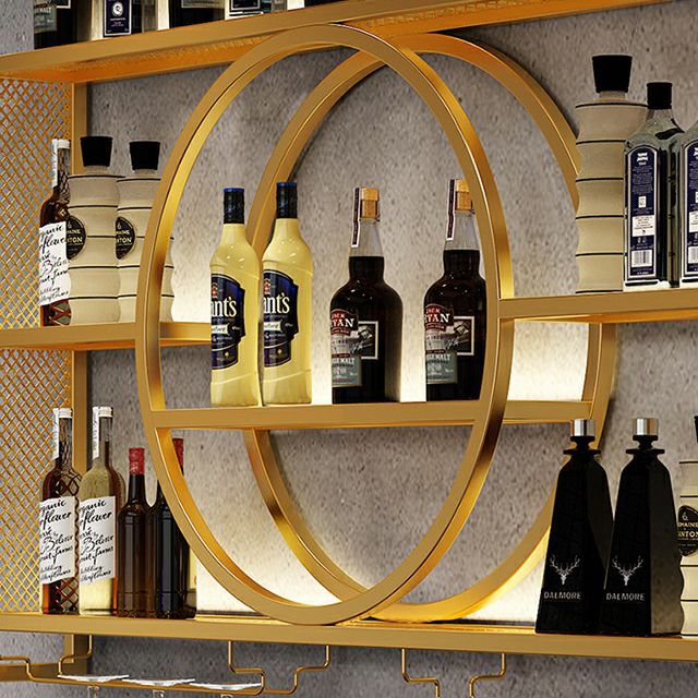 Wall Mounted Wine Rack Metal Wine Bottle & Glass Rack without Light