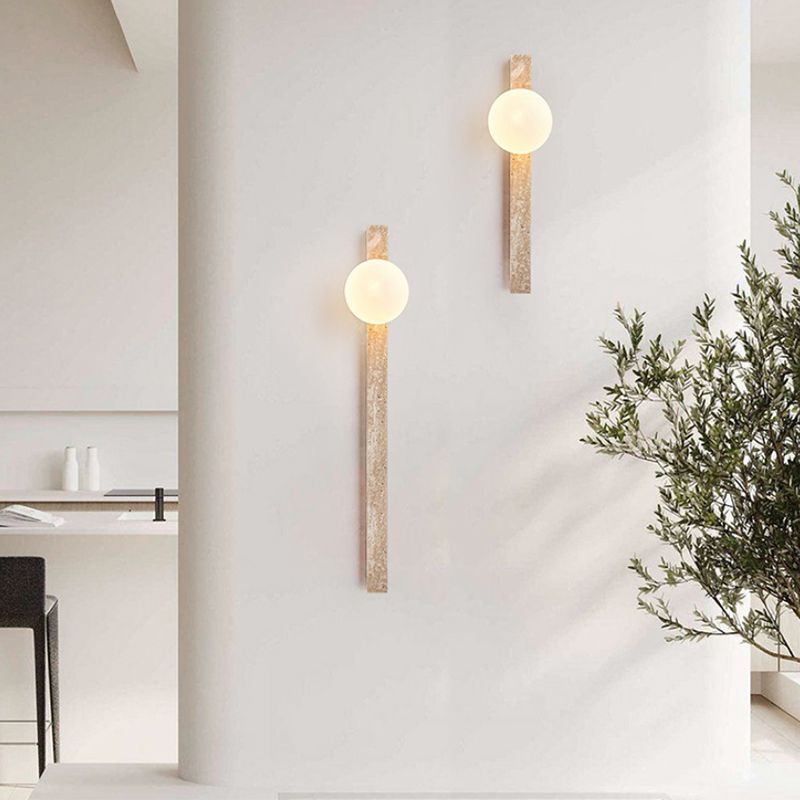 Contemporary Stone Shade Wall Sconce Lighting Linear Shape Wall Lamp for Bedroom