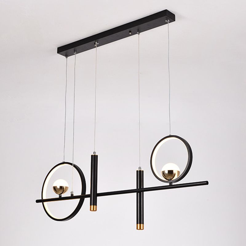 Black Geometrical over Island Lighting Simplicity Aluminum LED Hanging Lamp
