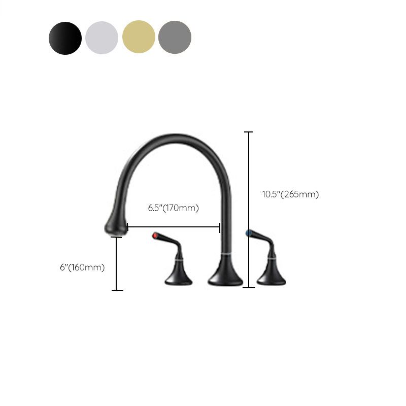 Double Handle Tub Filler Deck Mounted High Arc Brass Modern Roman Tub Filler
