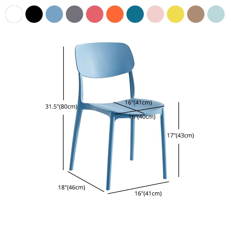 Contemporary Style Stackable Chair Dining Open Back Armless Chair with Plastic Legs