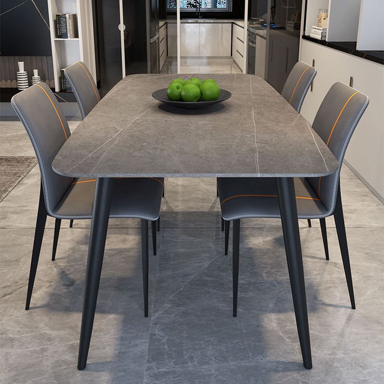 Simplicity Style Sintered Stone Dining Table 4 Legs Carbon Steel Base Rectangle Table for Home