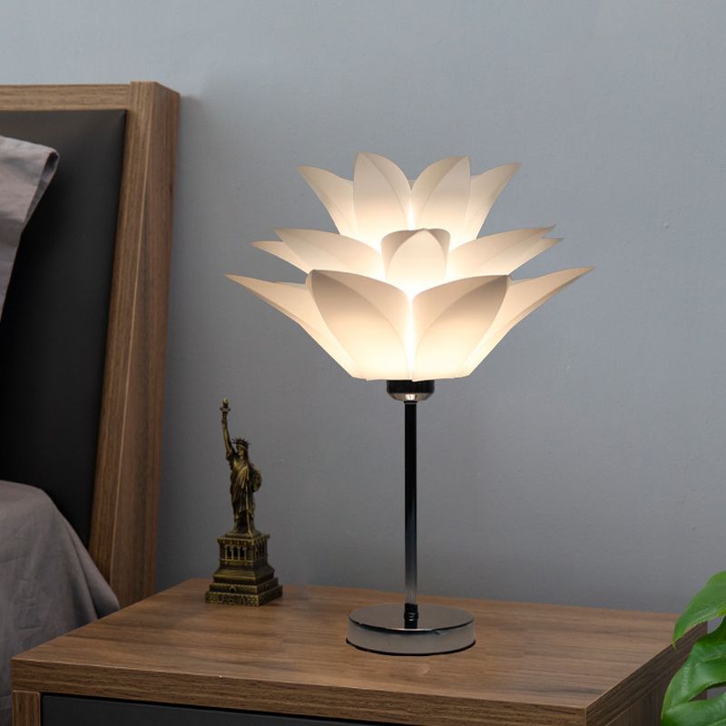 1 comodino leggero luce da letto leggera lampada da tavolo bianca contemporanea con sfumatura acrilica floreale