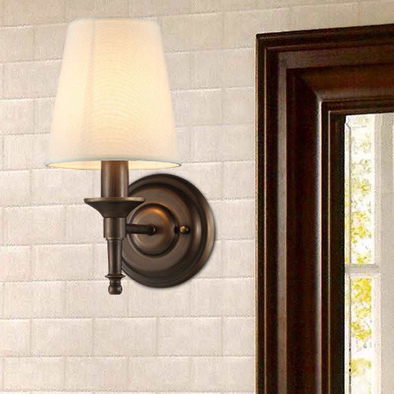 Cylinder Wall Light Fixture Modern Fabric 1 Light Wall Sconce for Bedroom