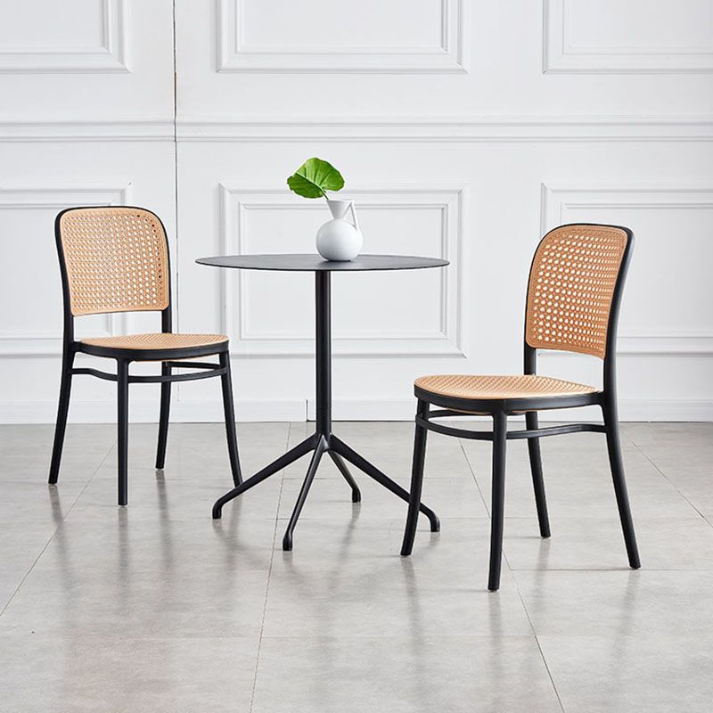 Contemporary Dining Side Chairs Matte Finish Plastic Open Back Chair