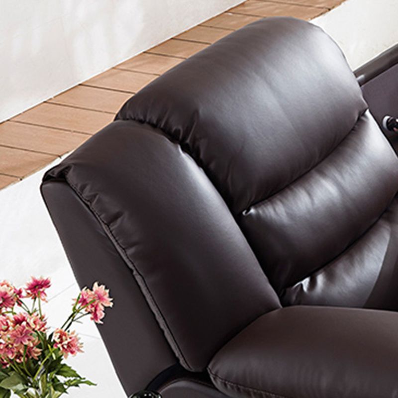 Traditional Style Standard Recliner Genuine Leather in Dark Brown Indoor Recliner Chair
