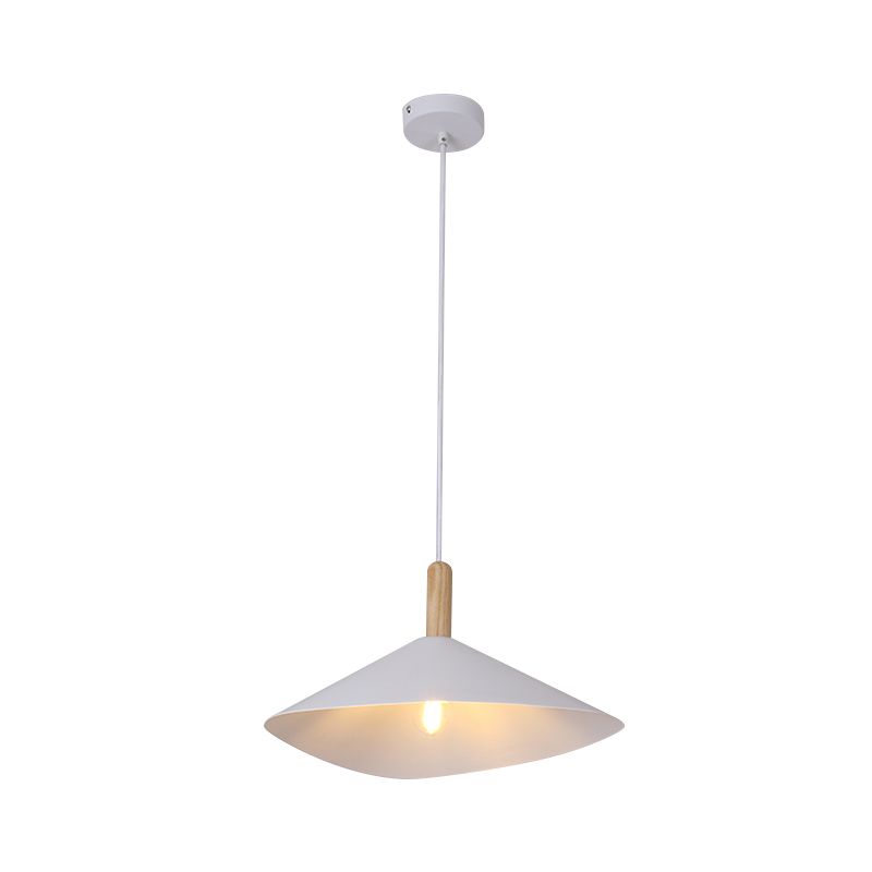 Pyramid Bedside Drop Pendant Vintage Iron 1 Head Black/White/Gold and Wood Ceiling Suspension Lamp