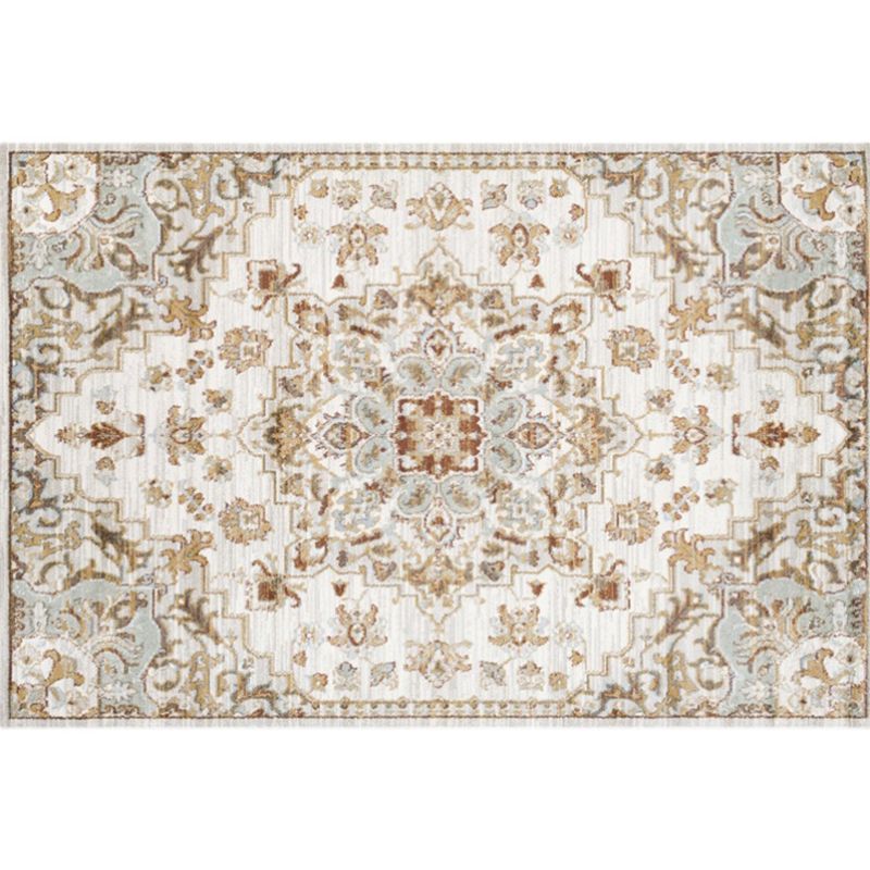 Whitewash Jacquard Print Rug Multicolor Persian Carpet Synthetics Anti-Slip Washable Stain Resistant Rug for Tearoom